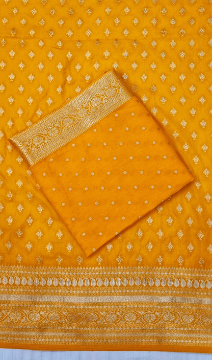 Chiffon Khaddi Silk Mango Gold Banarasi Saree