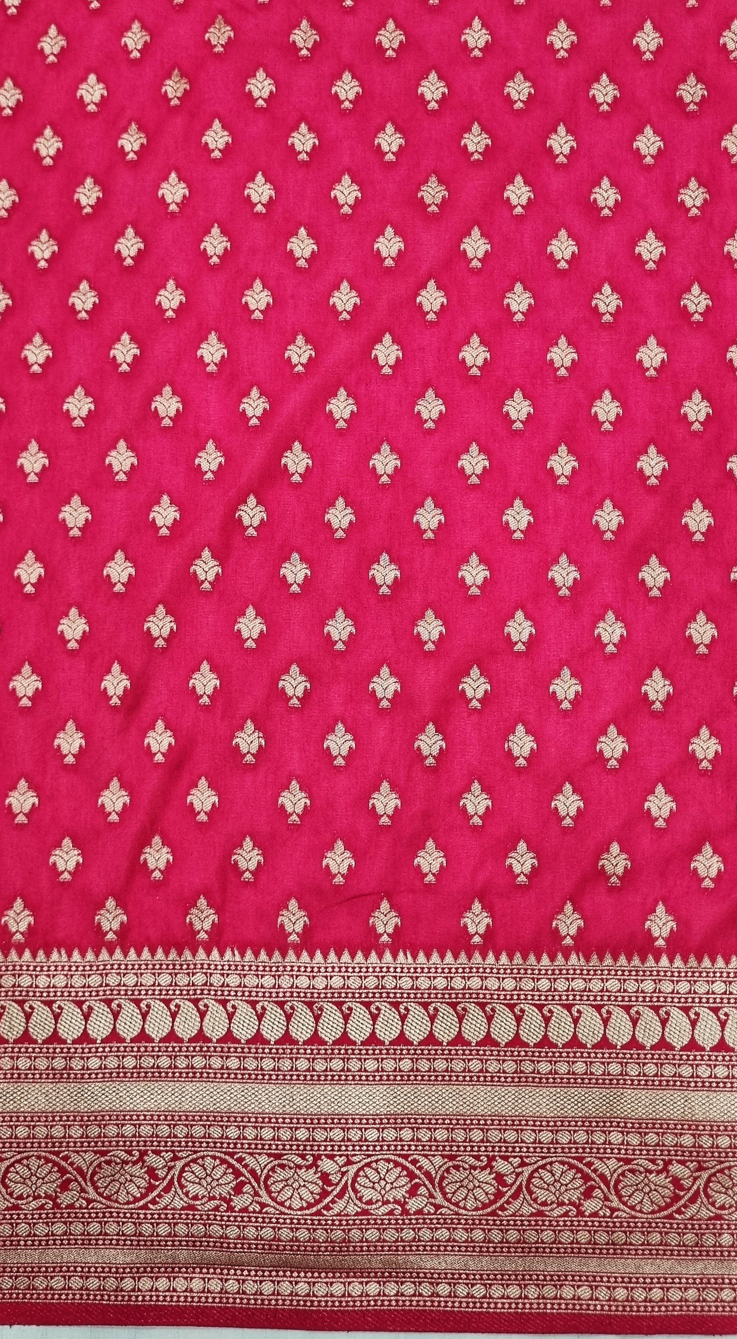 Chiffon Khaddi Silk Rani Pink Banarasi Saree