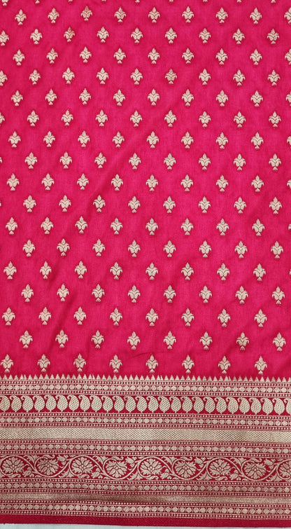 Chiffon Khaddi Silk Rani Pink Banarasi Saree