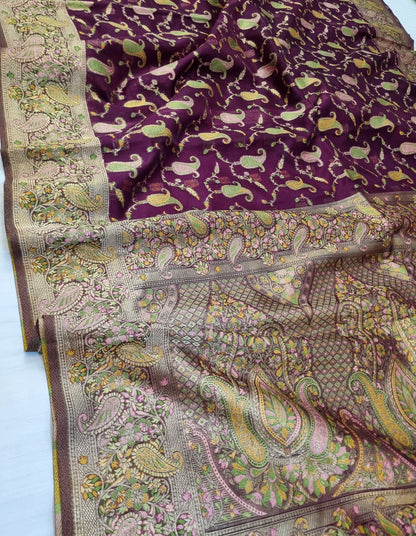 Pashmina Jaal Organza Vine Banarasi Saree