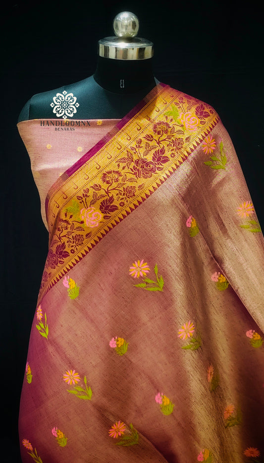 Linen Tissue Vine Color Banarasi Saree