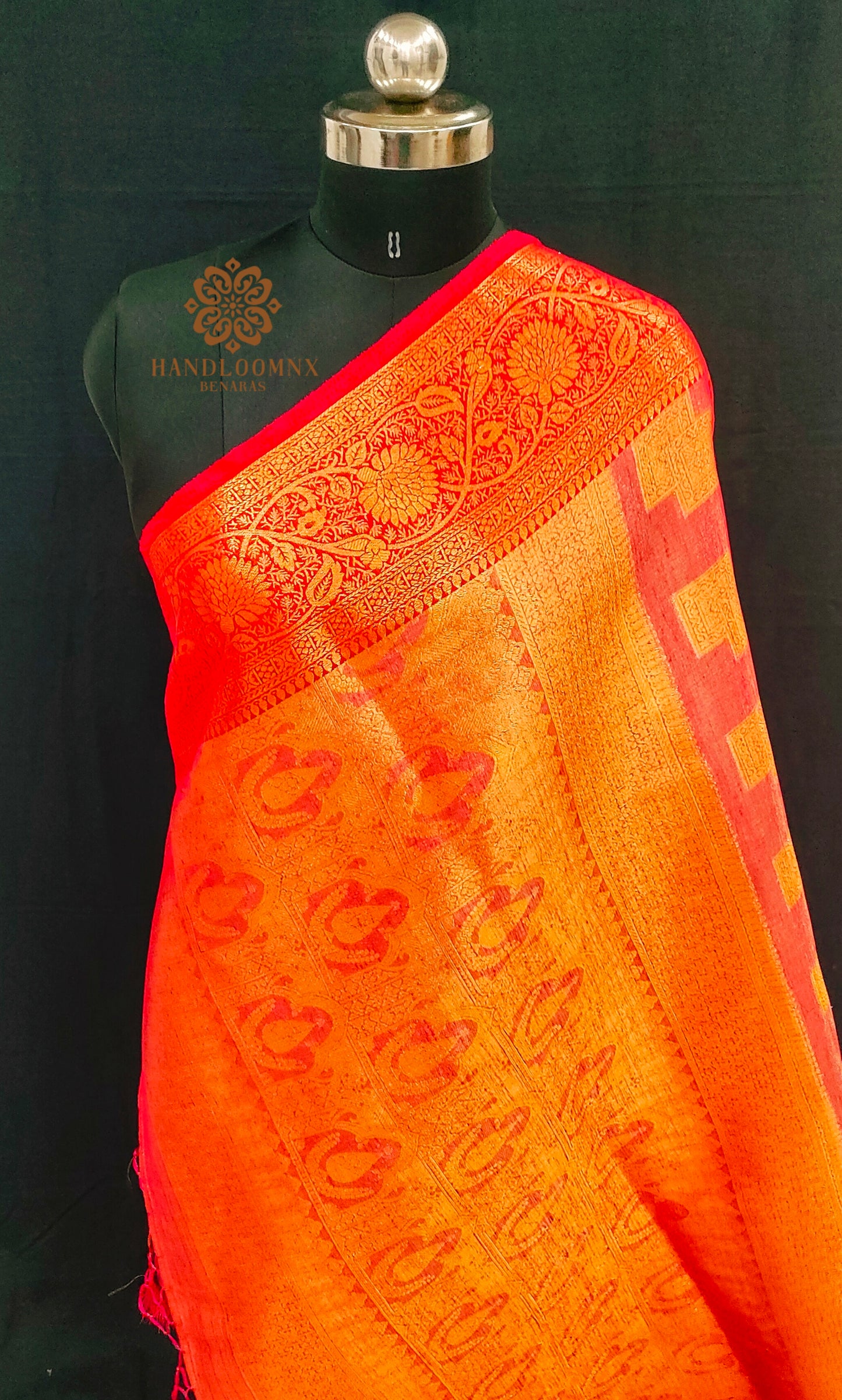 Linen Tissue Red Color Shadow Design Banarasi Saree