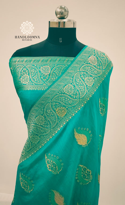 Dola Silk Teal Color Banarasi Saree