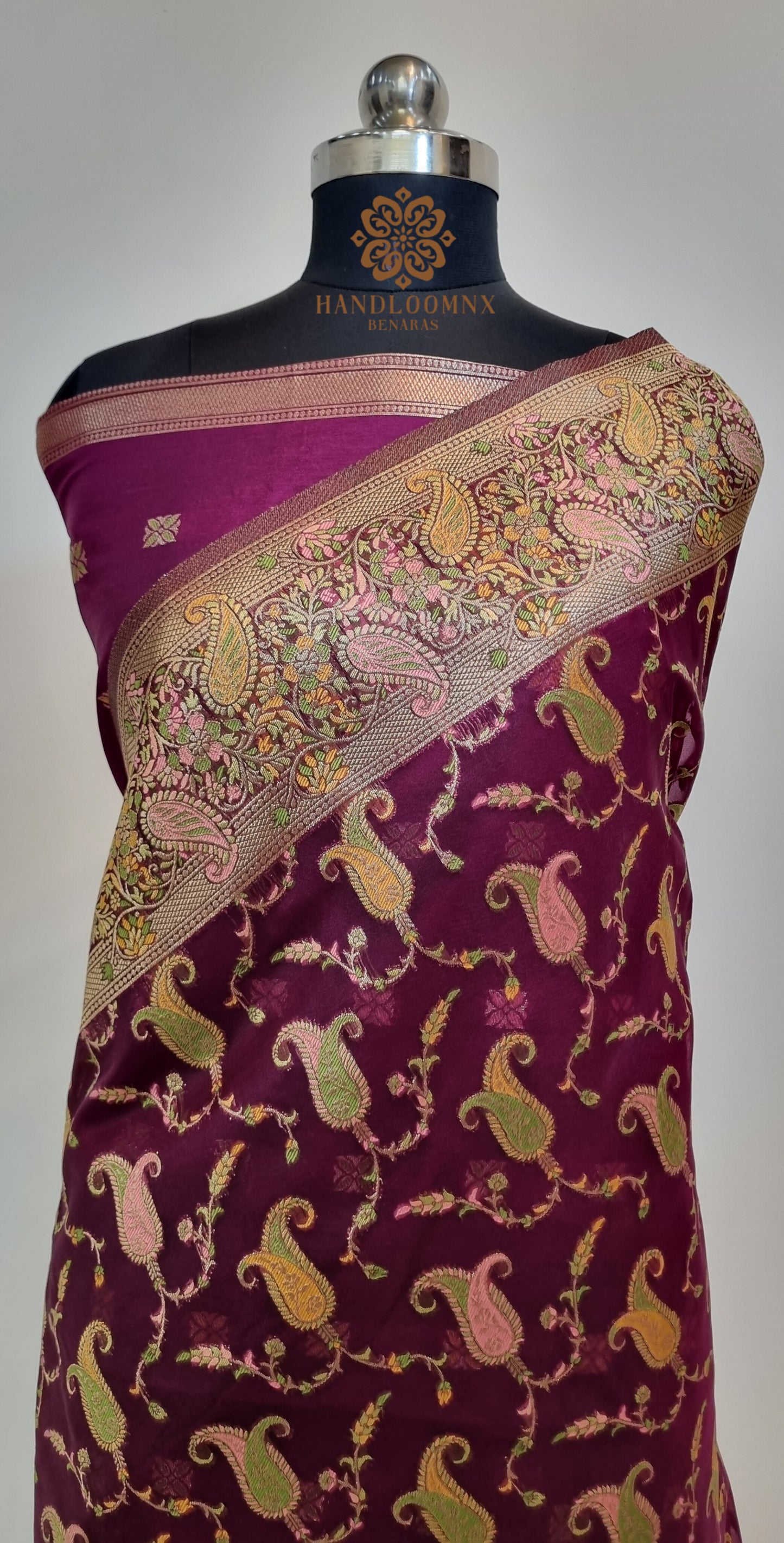 Pashmina Jaal Organza Vine Banarasi Saree