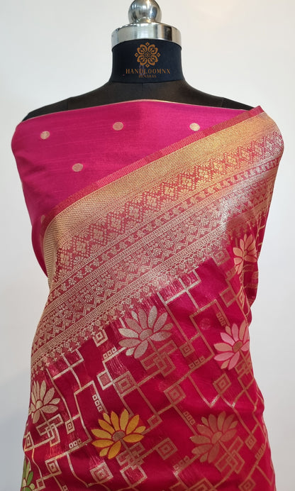 Tilfi Meena Rani Pink Organza Banarasi Saree